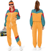 80s Women Yellow Mixed 8 Piece/Set Retro Tracksuit Cosplay Casual Street Costume Outfits Halloween Carnival Suit
